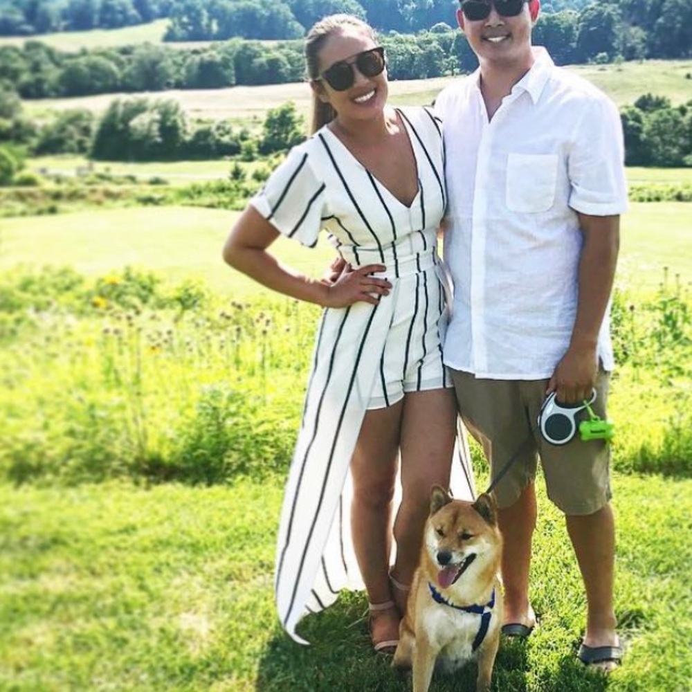 High low strip romper